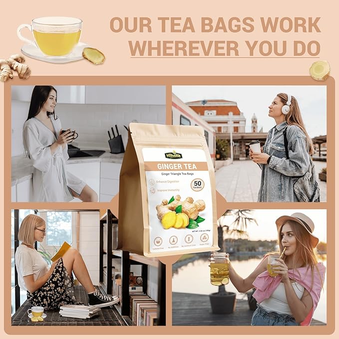 Ginger Root Herbal Tea - Caffeine Free, 50 Tea Bags