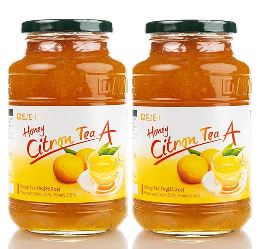 Damtuh Korean Honey Citron Tea Yuja Preserves – Natural Sweetness, No Artificial Additives, Perfect for Tea, Jam, or Salad Dressing – 2.2lb, 1000g(Pack of 2)