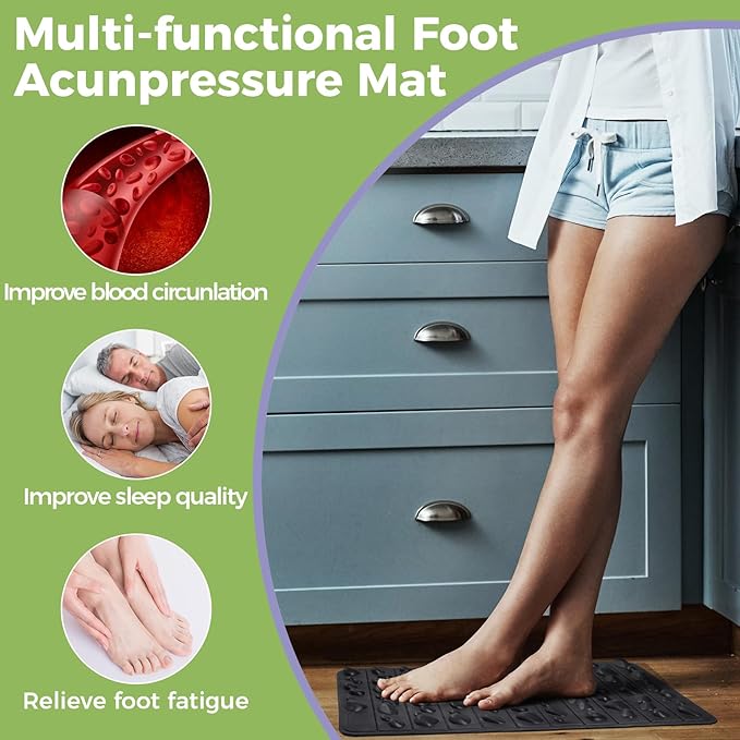 Foot Acupressure Mat, Foldable Foot Massager Mat, Feet Pressure Point Pad, Massage Pad for Relieve Leg Fatigue in Offices, Room, Outdoor(Black)