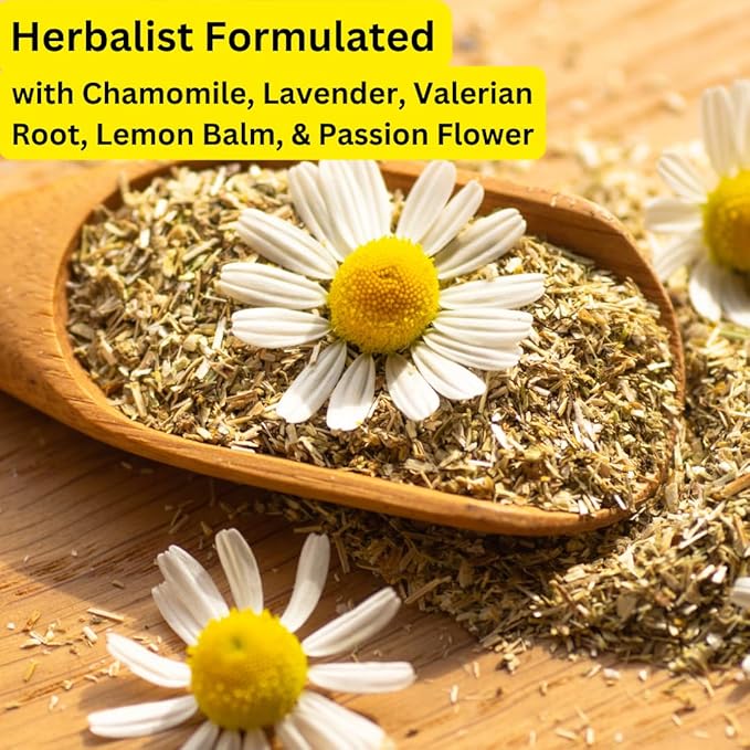 Sleep Easy Herbal Tea – 35 Tea Bags – Chamomile, Lavender, Lemon Balm, Valerian Root & Passion Flower – Natural Sleep Support for a Calm, Restful Night’s Rest. Caffeine-Free.