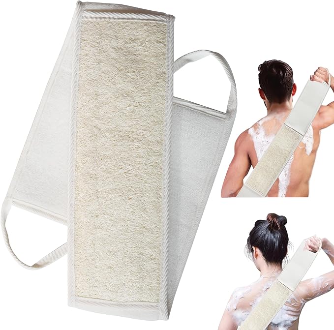 Loofah Back Scrubber for Shower Exfoliating Body Scrubber with Long Handle Natural Back Exfoliator and Washer for Deep Cleaning and Skin Renewal