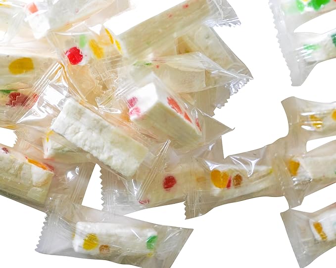 Jube Nougats - 1 lb of Individually Wrapped Fresh Pieces of Soft Nougats with Fruit Flavored Jujubes