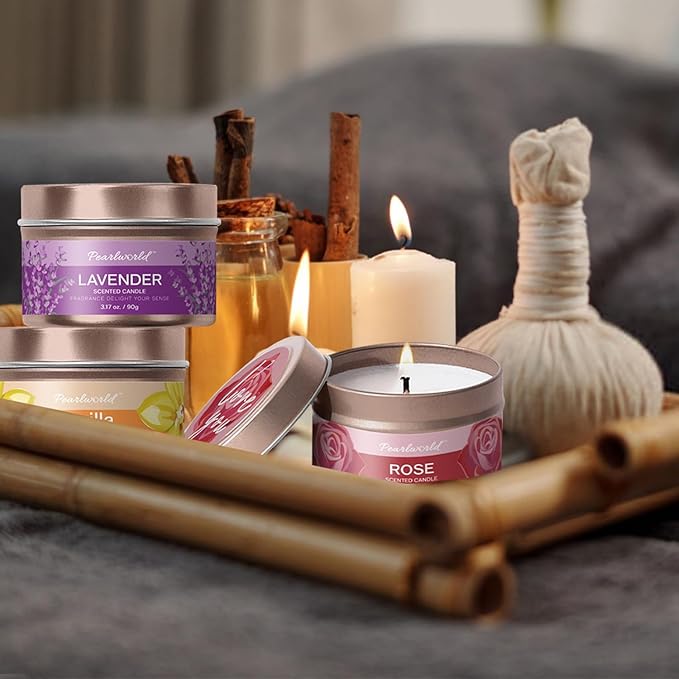 Aromatherapy Candle Gift Set for Women, 4pcs Candles Set for Birthday, Bridesmaid Rose, Lavender and More. Scented Candles for Home