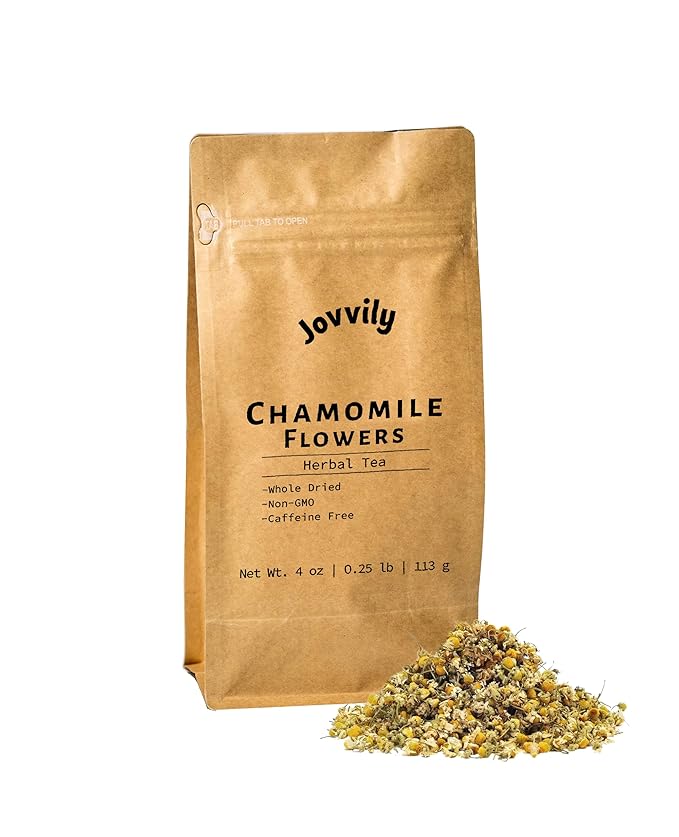 Jovvily Chamomile Flowers - 4oz - Dried Whole Flowers - Herbal Tea