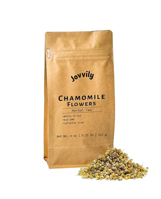 Jovvily Chamomile Flowers - 4oz - Dried Whole Flowers - Herbal Tea