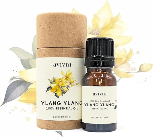 Avivni Ylang Ylang Essential Oil - 100% Pure & Natural, Organic, Undiluted for Aromatherapy, Hair, Diffuser (0.33oz - 10ml)
