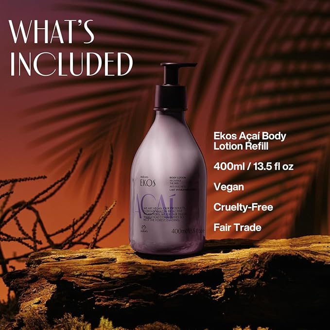 Natura - Ekos Açaí Revitalizing Body Lotion Refill - Vegan - 24 Hours of Soft Skin - Improves Elasticity - Acai Oil - Brazilian Beauty Secrets - Body Care - 13.5 fl oz (400ml)