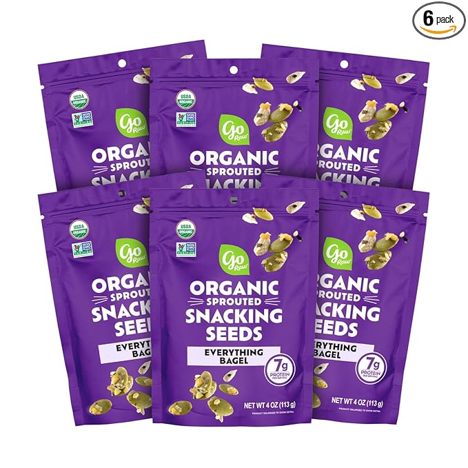 Go Raw Organic Sprouted Everything Bagel Snacking Seeds, 4 oz, 6 Pack, Pumpkin & Sunflower Seeds, Keto, Kosher