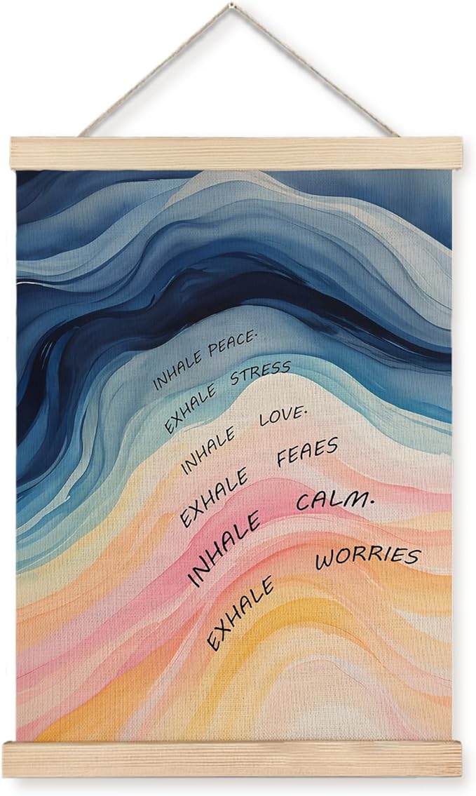 Exqcom Inhale Exhale Mental Health Wall Decor, Mental Health Wall Art Poster, Therapy Office Decor, Inspirational Posters for Classroom School Counselor Counseling Therapy Office, 12x16 Inches