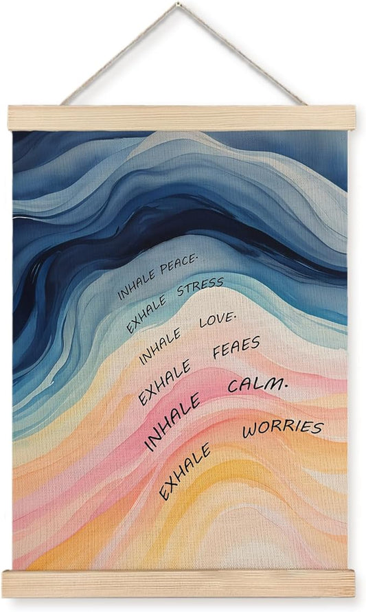 Exqcom Inhale Exhale Mental Health Wall Decor, Mental Health Wall Art Poster, Therapy Office Decor, Inspirational Posters for Classroom School Counselor Counseling Therapy Office, 12x16 Inches