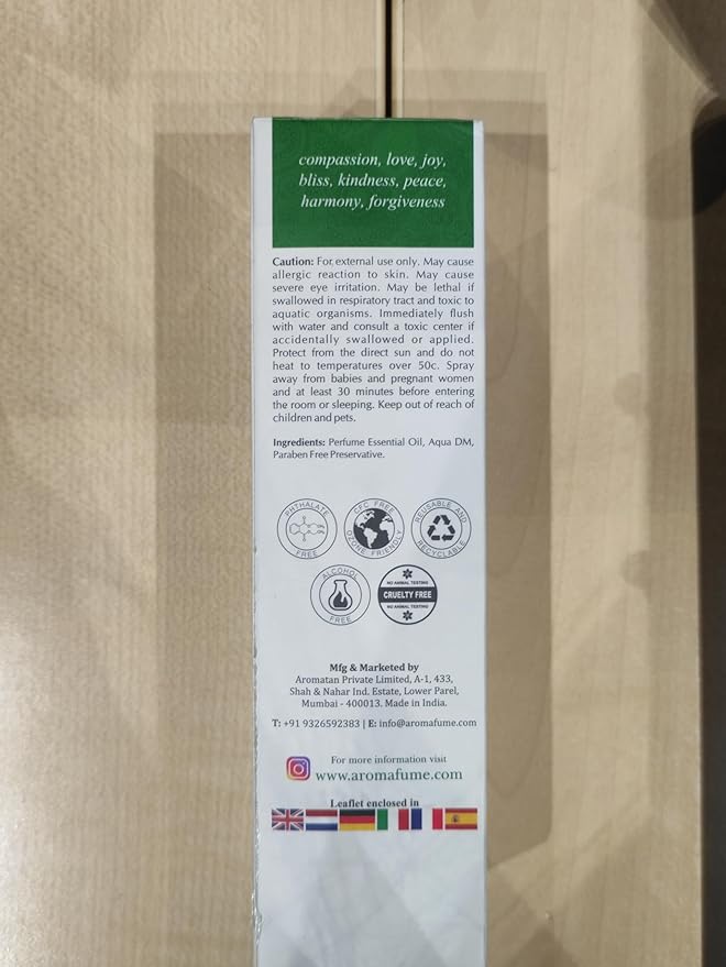 Aromafume Heart Chakra Natural Mist 100ml/3.3 fl oz | Anahata | Aromatherapy Spray for Chakra Balance | Rose & Bergamot Extracts | Essential Oil Spray for Meditation, Yoga, Reiki