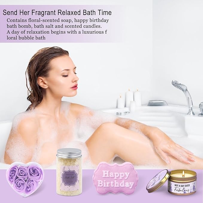Birthday Gifts for Women Friendship Unique, Happy Birthday Gifts Basket for Women Mom Sister Best Friend Her Wife Girlfriend Daughter Aunt Coworker Boss, Bath Sets Spa Gift Baskets