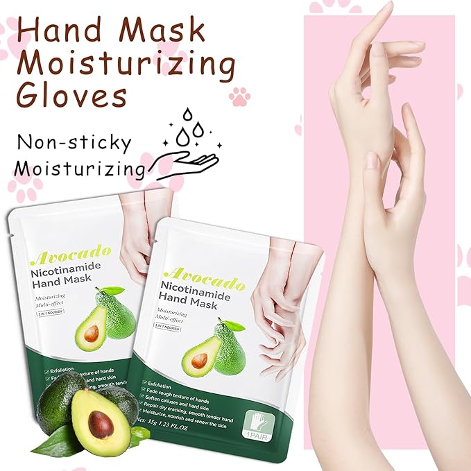 Hand Masks, 6 Pairs Hydrating Exfoliating Hand Peeling Mask, Smooth Hand Masks Moisturizing Gloves Overnight for Dry, Rough, Cracked Hands, Hand Skin Moisturizer Glove for Women Men（J