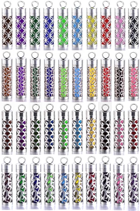 H&PY 2PCS/lot Essential Oil Necklace for Women, Aromatherapy Pendant Necklace 316L Stainless Steel Diffuser Necklace, Essential Oil Jewelry Gift for Men Women, Couple fragrance necklace