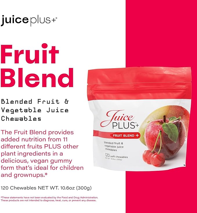 Juice Plus+ Fruit Blend Soft Chews (Chewables) - Boost Your Nutrition with 11 Fruits & Plant Ingredients - Vegan Gummy for Kids & Adults - Vitamins, Whole Food Nutrition - 1 Pouch (1-Mo, 30 Chews)
