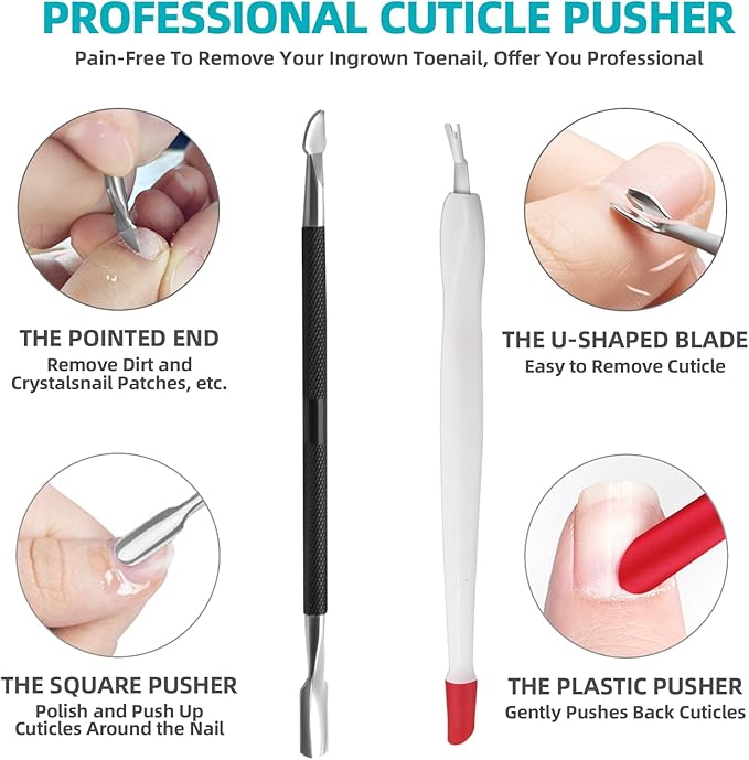 Cuticle Trimmer with Cuticle Pusher, RONAVO Cuticle Remover Stainless Steel Professional Cuticle Nipper, Durable Pedicure Manicure Tools (Matte Black)