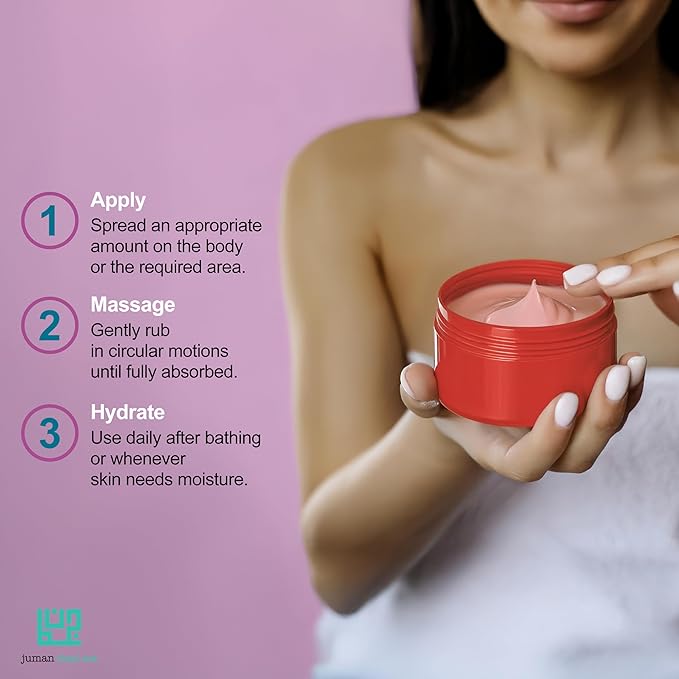 JUMAN Dead Sea Minerals Body Butter with Vitamin E | Made with Active Natural Ingredients | Nourishing Blend of Cocoa Butter | Pomegranate Scented Shea Butter | 7.1oz