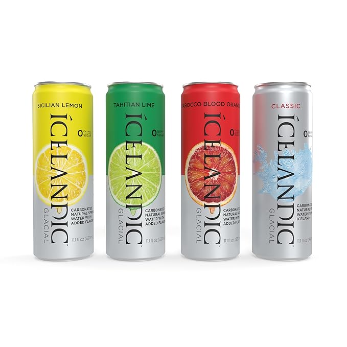 Icelandic Glacial Sparkling Water, Unflavored, 330 ml / 11.1 Fl Oz Cans (Pack of 10)