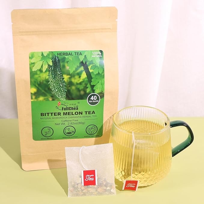 FullChea - Bitter Melon Tea, 2g X 40 Count - Premium Natural Dried Momordica Charantia - Cut & Sifted - Non-GMO - Caffeine-free - Support Wellness & Digestion Support