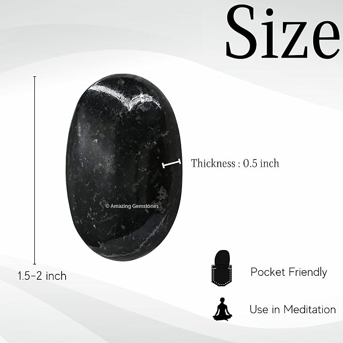 Amazing Gemstone Nuummite Crystals and Healing Stones - Large Palm Stone Crystals Piedra - Crystal for Good Luck, Balanced Positive Energy, Meditation - Unique Stocking Stuffers, Gifts for Women