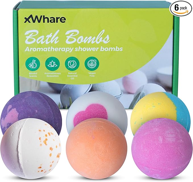 Bath Bombs for Women Relaxing - 6 XXL Handmade Kids Bath Bomb Set with Shea, Coco Butter & Essential Oil for Skin Moisturizing - Perfect for Bubble Spa Bath - Gift for Her/Him, Girls, Wife, Mother