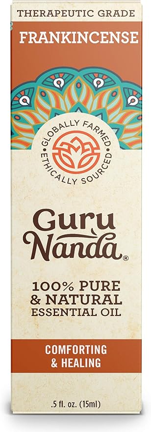 GuruNanda Frankincense Essential Oil, 100% Pure, Natural and Undiluted Diffuser Oil for Aromatherapy, Massages & DIY Recipies, Promotes Comfort & Supports Radiant-looking Skin (0.5 fl Oz)
