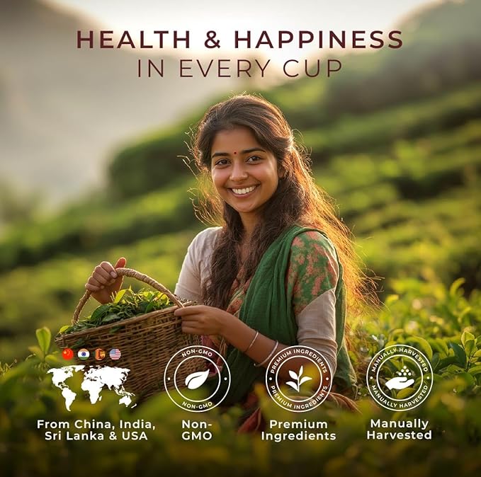 Gya Tea Co Get Well Soon Collection Tea Gift Set (16 ct) - 7 Flavors Assorted Tea Pod Variety Pack with Hibiscus Rose, Cinnamon & Ginger Peach