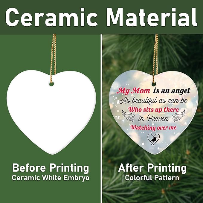34HD Gifts for Christmas, Cardinal Christmas Ornament Ceramic Heart-Shapped, Cardinal Memorial Gifts, Christmas Decorations for Trees