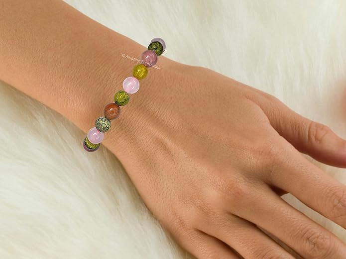 Natural Healing Crystal Bracelet for Women - Mens Bracelet Energy Balancing Gemstones Set - Adjustable Stone Bead Bracelet for Men and Women - Chakra Crystal Therapy Accessory, Meditation