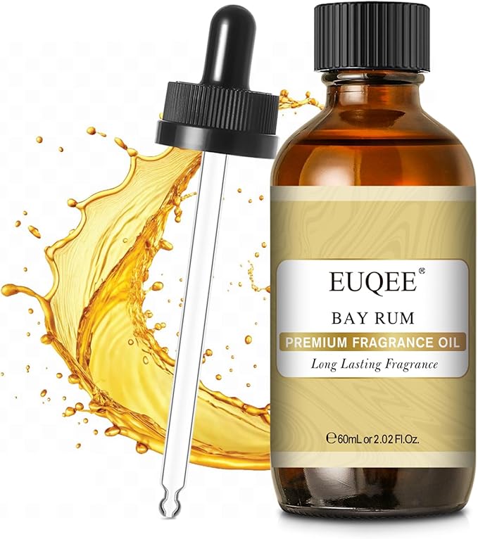 EUQEE Bay Rum Fragrance Oil with Glass Dropper, Essential Oils for Candle & Soap Making, Diffusers, DIY Bath Bombs (2.02 Fl oz/60 ml)