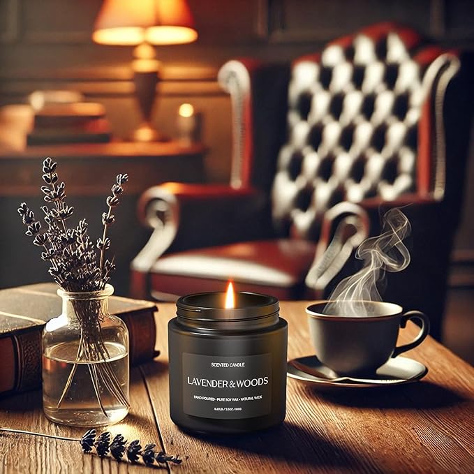 Scented Candles for Men, Soy Candles for Home Scented, Candle Gifts for Men, 2 Pack Aromatherapy Candle Gift Set for Relaxing, Stress Relief & Home Decor