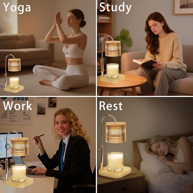 Candle Lamp Warmer with Timer,Candle Melter,Mothers Day Gifts for Daughter, Birthday Gifts for Women,20 Gears Rotary Dimming with 2 Bulbs