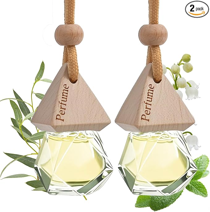 Car Air Freshener Hanging Diffuser – Long-Lasting Essential Oil Scent (Up to 60 Days) – Non-Toxic & Eco-Friendly – 2-Pack Auto Fresheners Made in USA