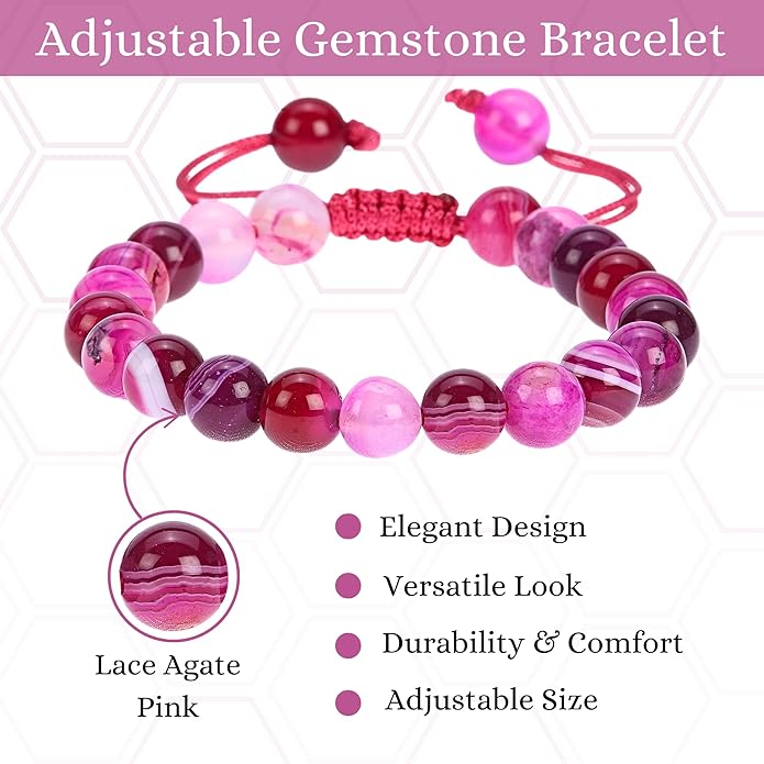Energy Protection Crystal Handmade Adjustable Bead Bracelet Perfect for Men, Women’s Gift - Gemstone Healing Stretch Bracelet Pulsera Para Hombre Mujer Stocking Stuffer