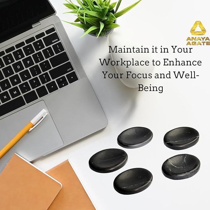 Shungite Worry Stones – Crystal Thumb Worry Stone for Anguish, Stress – Relaxing & Soothing Balance Stones for Meditation, Stress Relief – Healing Stones & Crystals for Men, Women