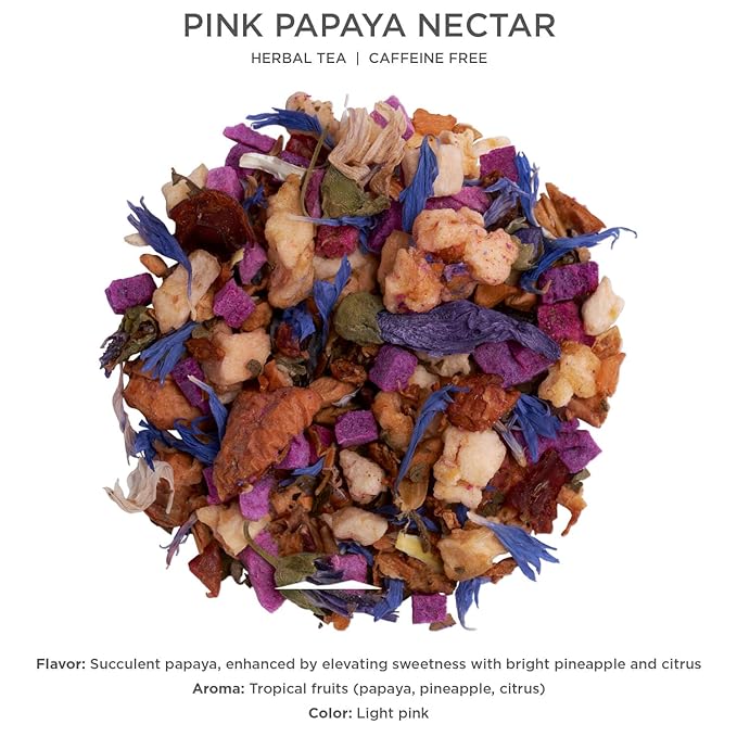 Tea Forte Pink Papaya Nectar Premium Loose Leaf Caffeine-Free Herbal Tea Blend Canister, Makes 35-50 Cups