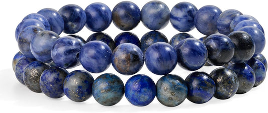 Bivei Natural Gemstone Semi Precious Healing Crystals Handmade Stretchy Round Beads Bracelet, Enhance Positive Energy