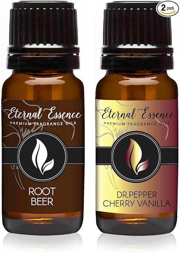 Eternal Essence Oils 2 Pack 10ml Premium Fragrance Oil - Dr Pepper Cherry Vanilla & Rootbeer - for Candle, Soap Making, Aromatherapy, Diffusers, Home Care, & Humidifiers