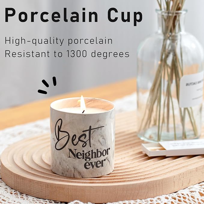 Best Neighbor Ever Gifts-6 oz Scented Candle Lavender Hello Neighbor Gifts for Neighbors New Neighbor Welcome Gift Funny Candle Goodbye Moving Housewarming Presents for New House for Neighbor