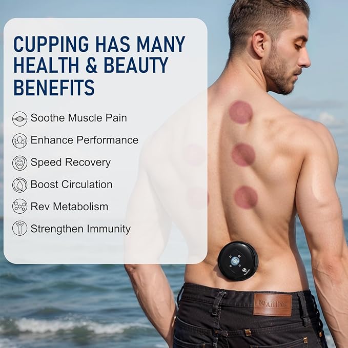 5-in-1 Smart Dynamic Cupping Set, 12 Levels Cupping Kit for Massage Therapy with Red Ligh-t Therapy&Heat Penetrates for Targeted Pain Relief, Knots, Aches, Muscle Soreness - 1Pcs(Black)