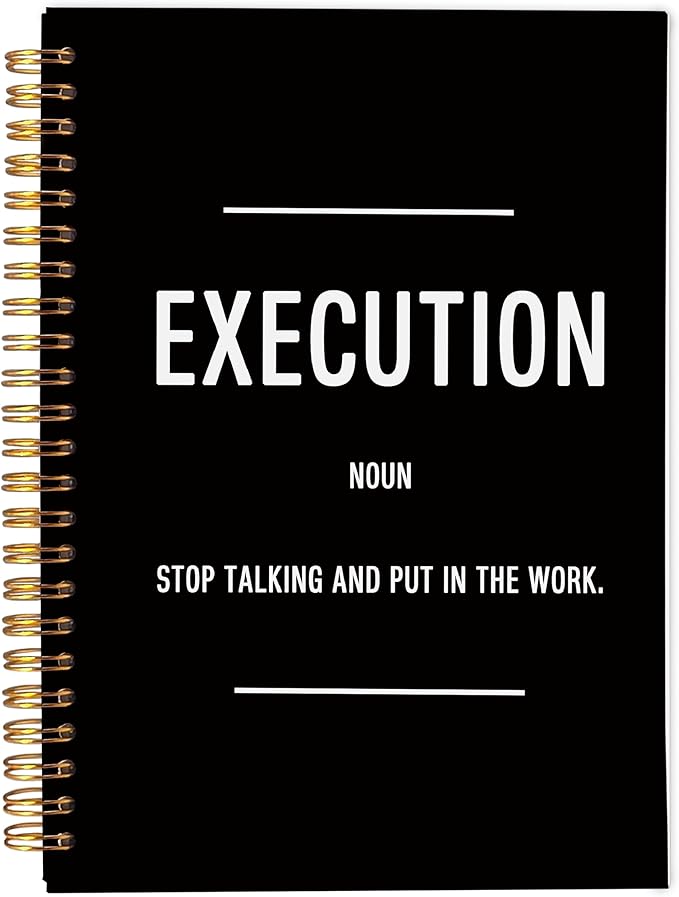 Execution Definition Motivational Notebook Journal, Inspirational Office Gifts for Coworkers Women Men, Inspiring Work Spiral Notebooks 5.5x8.3 Inch