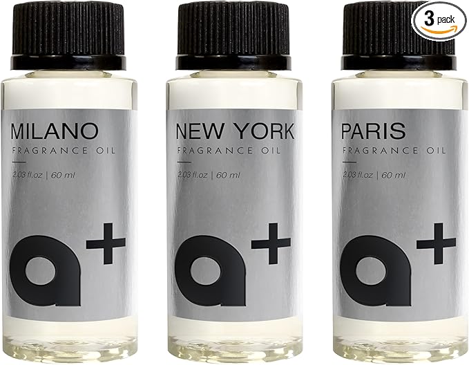 Aromar+ Fragrance Oil – Signature Set – Milano, New York & Paris – Inspired by Westin, 1 Hotel & Edison Hotel – for Waterless Diffusers – 60mL Bottles (Pack of 3)