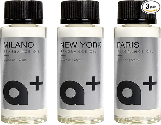 Aromar+ Fragrance Oil – Signature Set – Milano, New York & Paris – Inspired by Westin, 1 Hotel & Edison Hotel – for Waterless Diffusers – 60mL Bottles (Pack of 3)