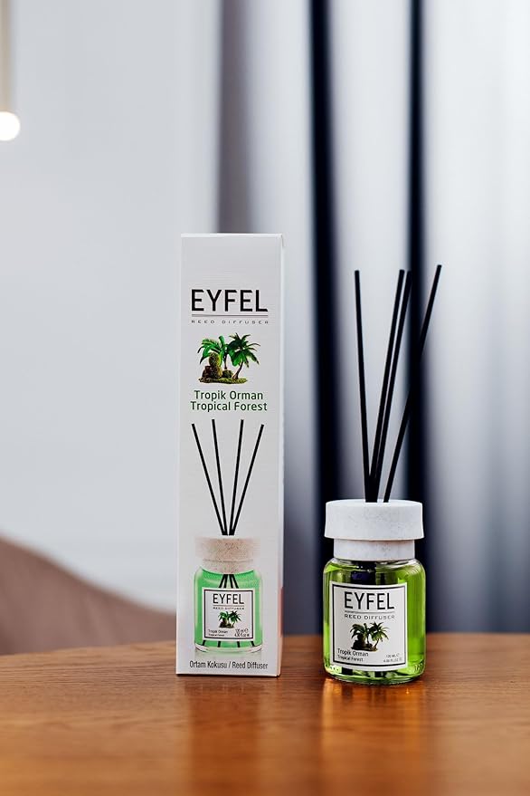 EYFEL Reed Diffusers for Home – Tropical Forest Reed Diffuser Set 4.05 fl oz Oil Diffuser Sticks, Bathroom Diffuser, Home Fragrances, Scented Sticks, Home Decor