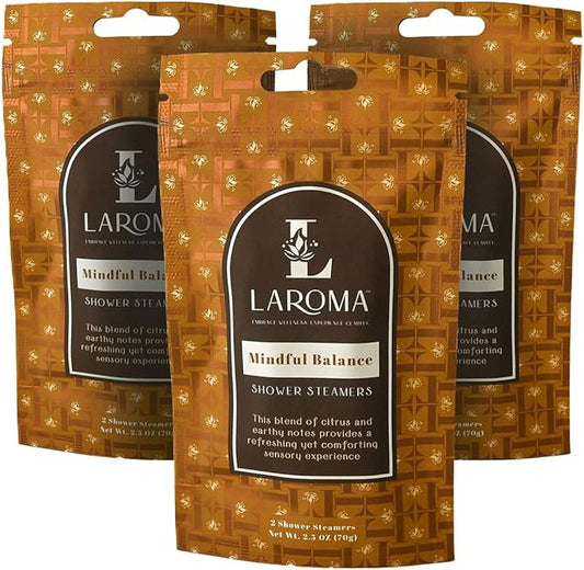 Laroma Shower Steamers, Hand-Crafted in The USA, Mindful Balance Scent, 6 Steamers in a Single Scent