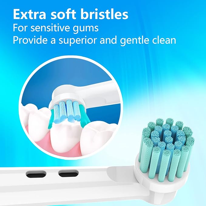 Replacement Toothbrush Heads Compatible with Oral B Electric Toothbrushes, 4 Count, Extra Soft Bristles for Sensitive Gum Care, Refills for Braun Pro Series, Smart Series