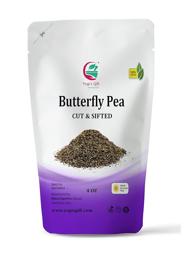 Butterfly Pea Flower 4 oz, Loose Leaf Cut & Sifted (300+ Cups), Non-GMO Dried Flowers, Natural Blue, Purple Drinks & Food Coloring, Premium Quality, By Yogi’s Gift®