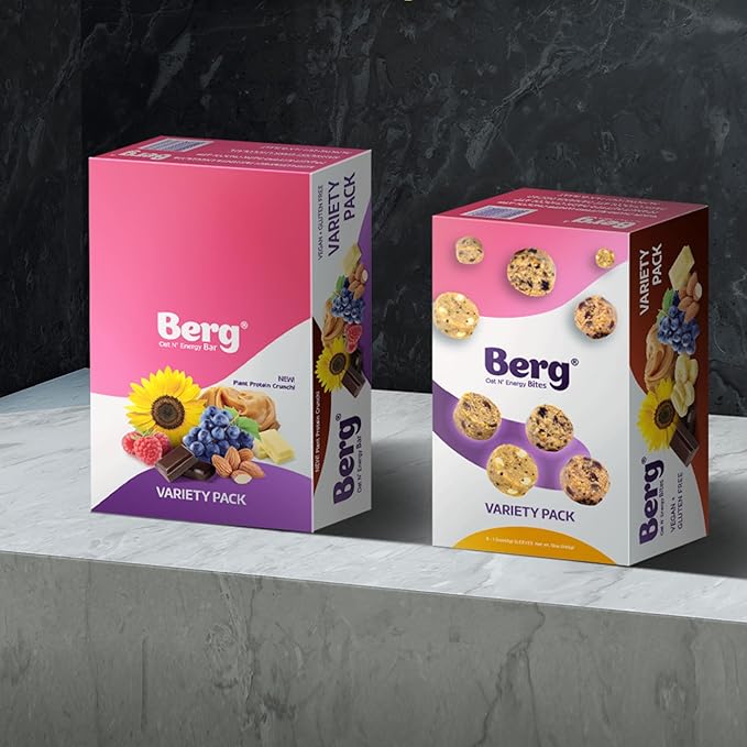 Berg Bites - Oat N' Energy Bites - Almond Butter & Jelly - Non-GMO, Gluten Free, Dairy Free, Soy Free and Vegan - Clean Energy Healthy Snack Bar - 1.5oz (8 Pack)