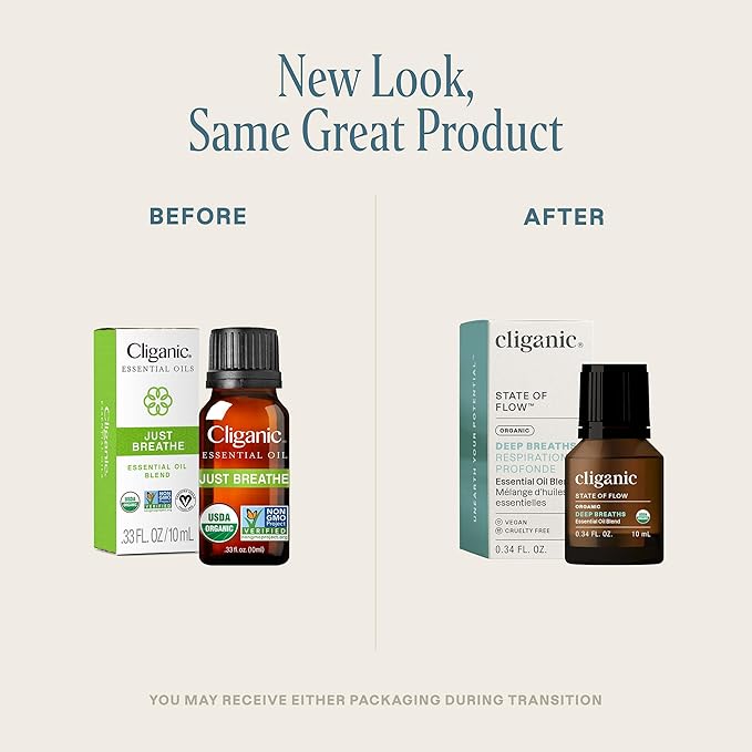 Cliganic Organic Essential Oils Blend - Deep Breaths - State of Flow (Packaging May Vary)