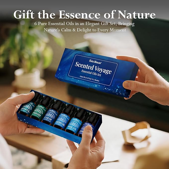 Essential Oil Set, Blended Essential Oils for Diffusers for Home Candle & Soap Making, Scented Voyage with Six Scents for Aromatherapy & Humidifiers, 6 x 10ml